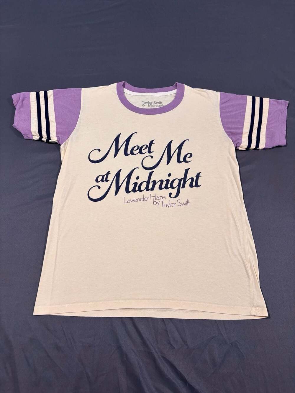 Taylor Swift Meet Me At Midnight Lavender Haze Colorblocked Ringer T-Shirt Sz M